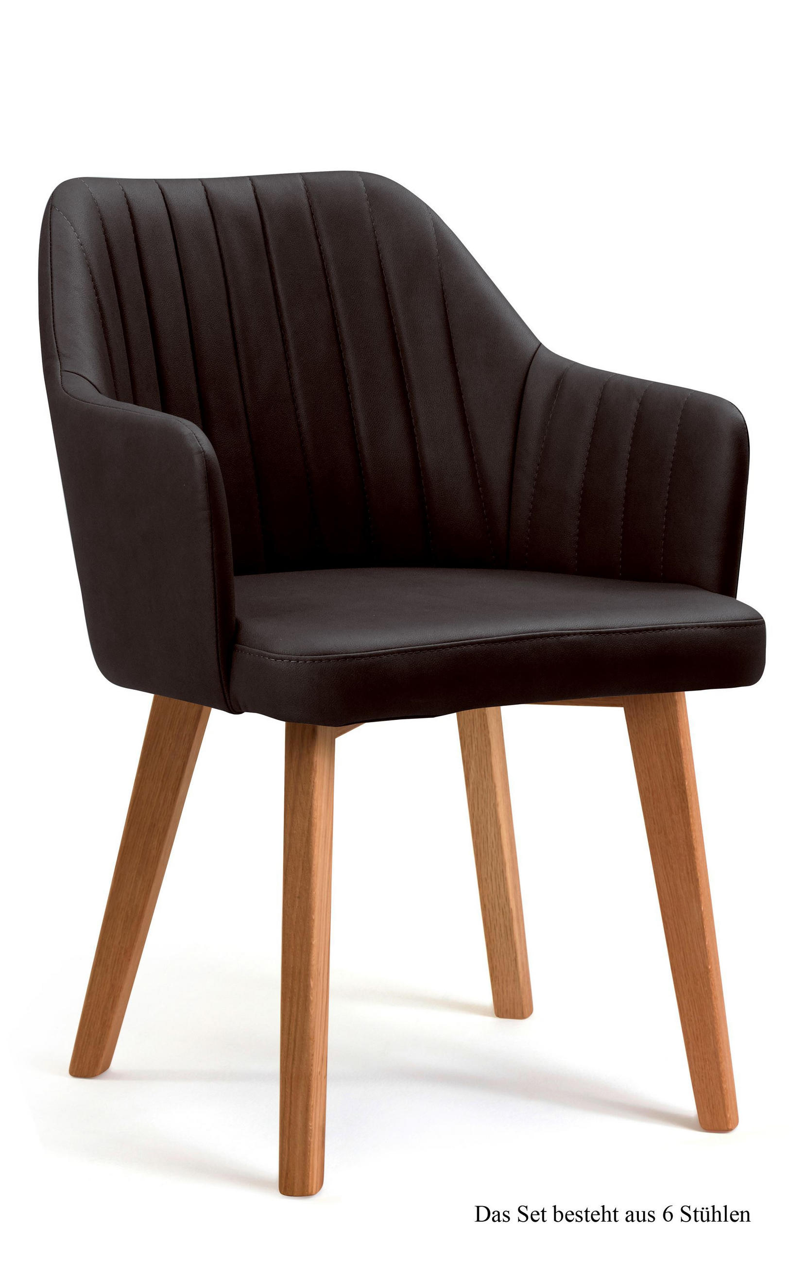 ARMLEHNSTUHL (6er-Set) Dasi 58x81x60 Eiche geölt/Espresso - Eichefarben/Dunkelbraun, Kunststoff (60/81/58cm) - 58aufmkessel
