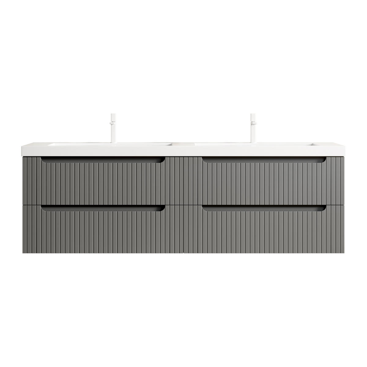 WASCHTISCHKOMBI 160x46x53cm Weiß/Dunkelgrau mit Kunststeinbecken - Dunkelgrau, Kunststoff (160/53/46cm) - Modfu
