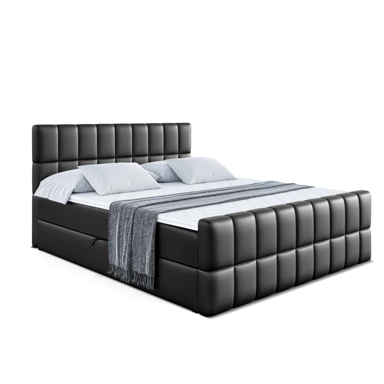 ALTDECOR AMERICKÁ postel MIAMI-Z – 160 × 200 cm – H4 – vysoce lesklá černá