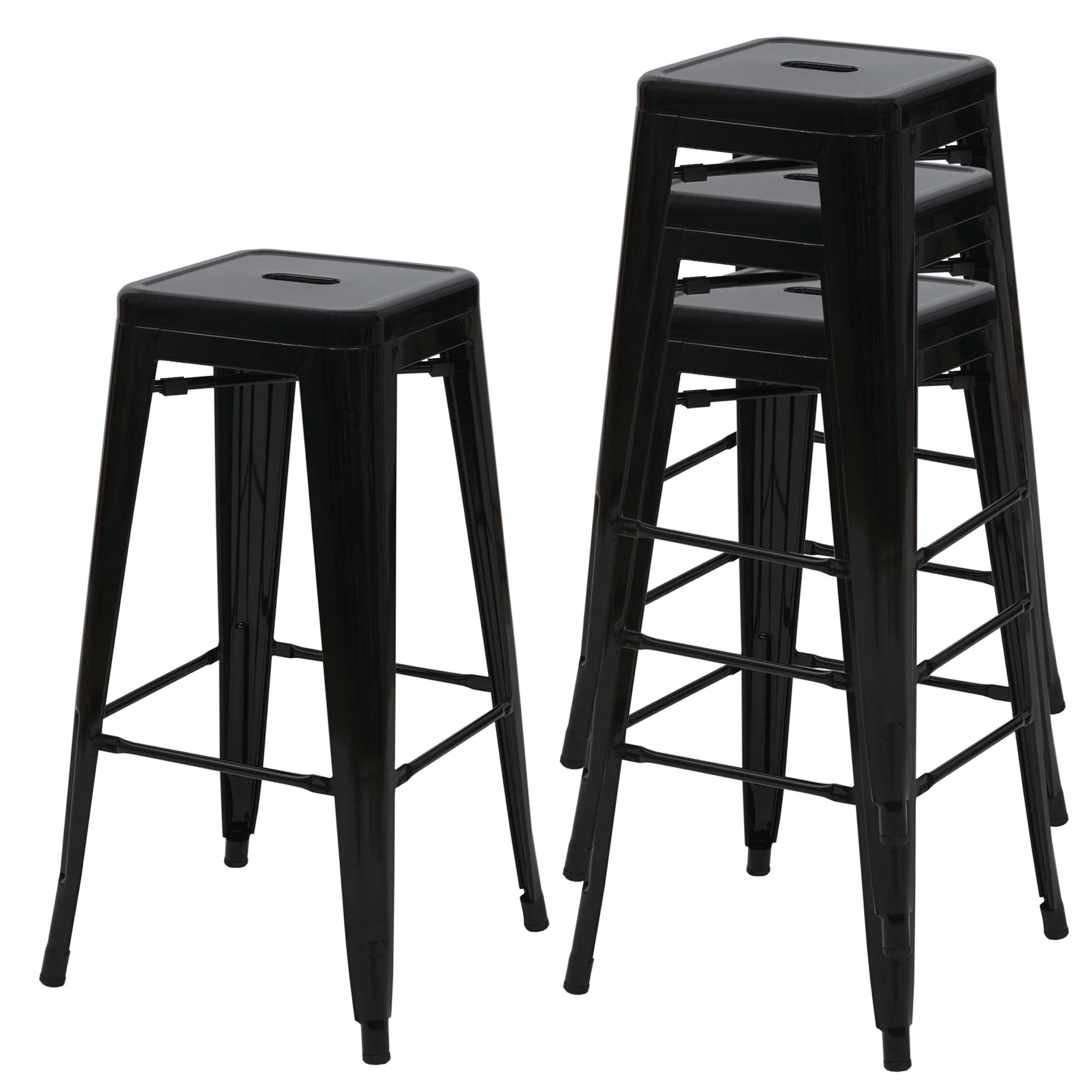 BARHOCKER METALL Schwarz 4er-Set - Schwarz, Metall (43/77/43cm) - MCW