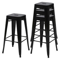 BARHOCKER METALL Schwarz 4er-Set - Schwarz, Metall (43/77/43cm) - MCW