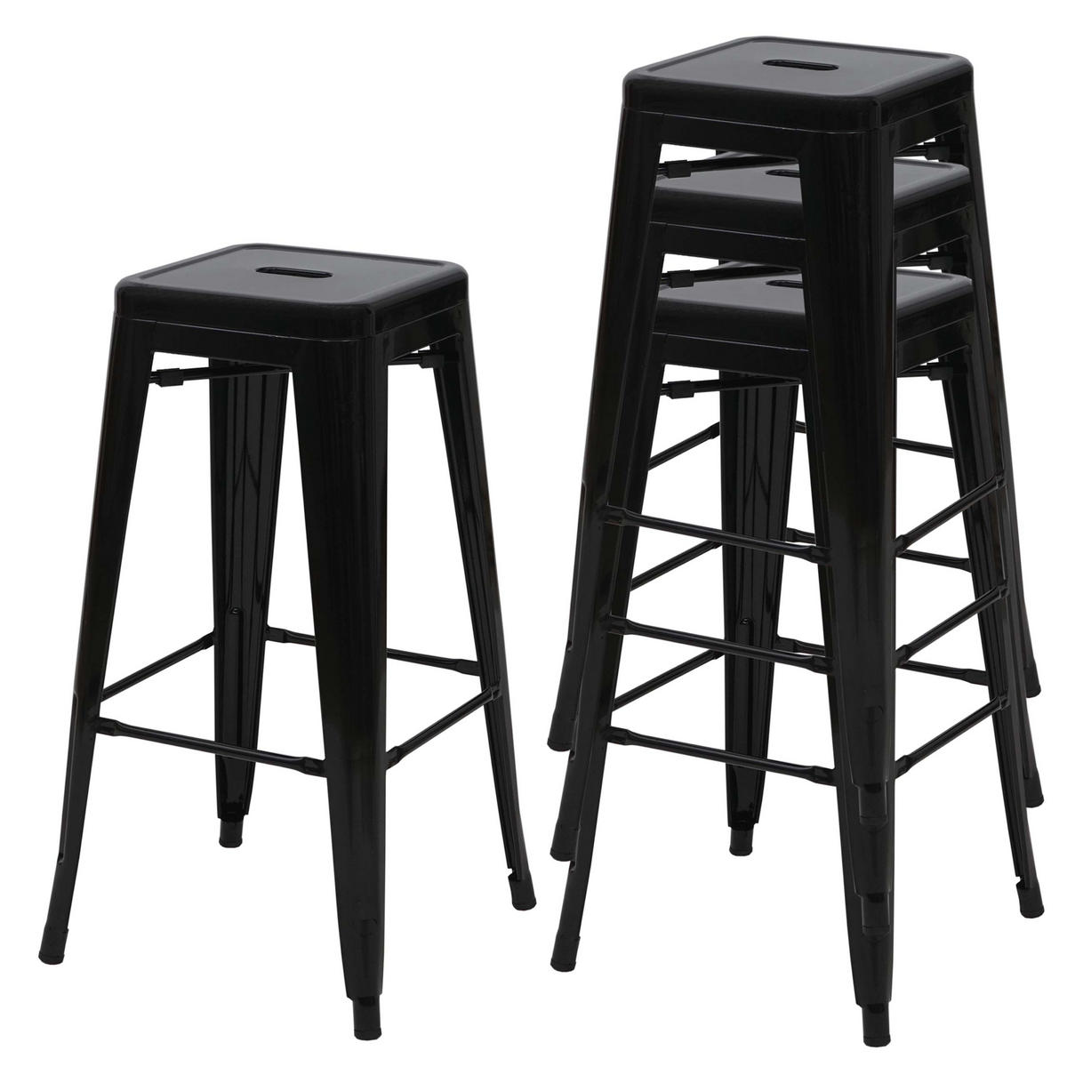 BARHOCKER METALL Schwarz 4er-Set - Schwarz, Metall (43/77/43cm) - MCW