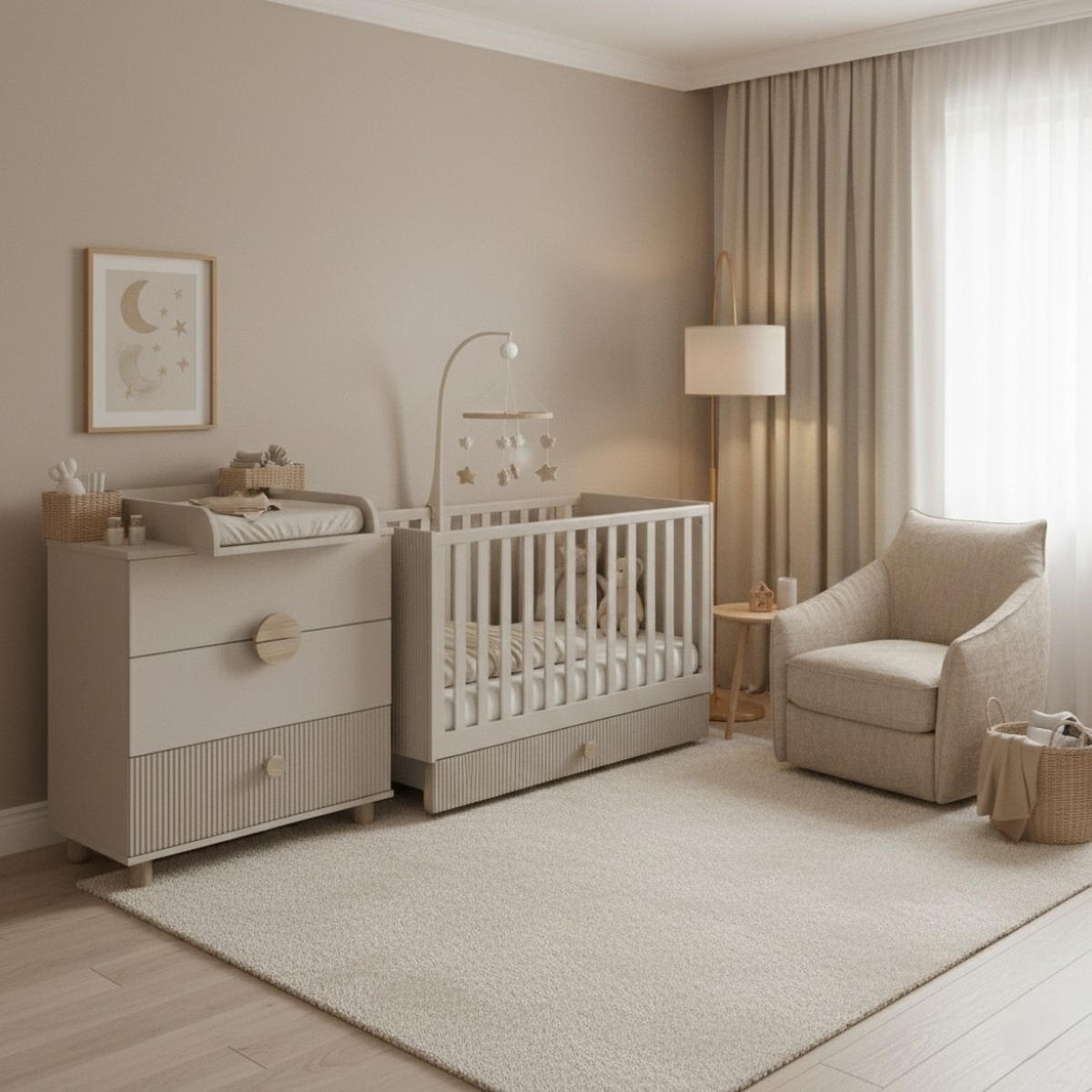 GITTERBETT Bebella - Mintgrün, Naturmaterialien (60/120cm) - kiki design