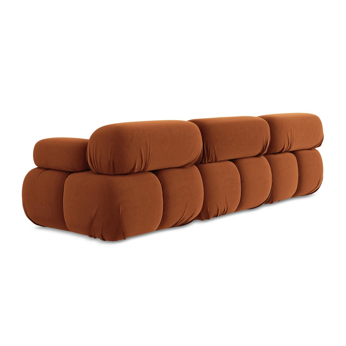 3-SITZER SOFA Samt Stoff Orange - Beige/Terracotta, Kunststoff/Textil (285/70/96cm) - LaMiaSofa