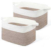 WÄSCHEKORB 2-teiliges Set Baumwolle 63 L Weiß & Braun - Multicolor, Textil (38/30/55cm)
