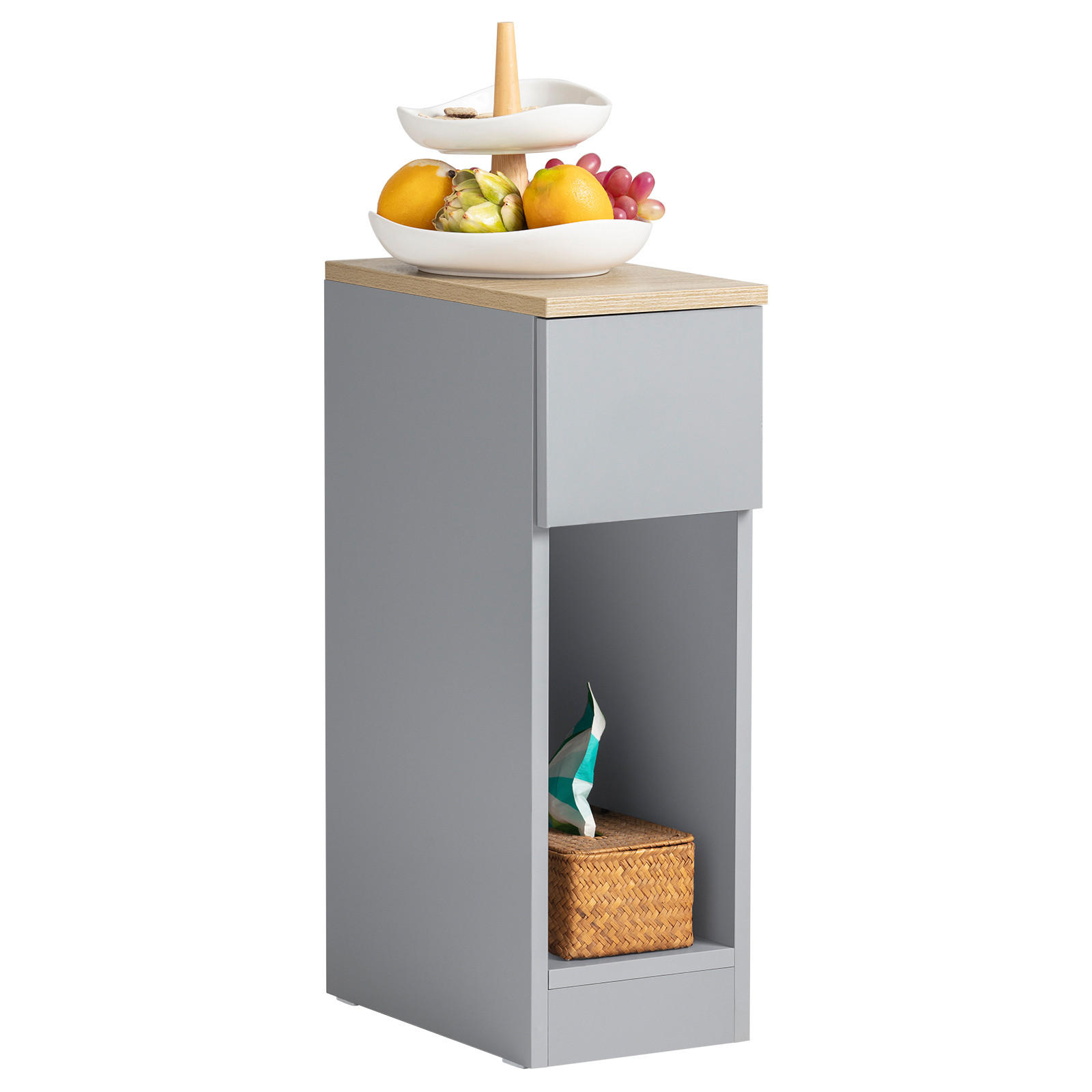 SoBuy NOČNÍ STOLEK s jedním zásuvkou Šedá 35x20x60cm Minimalistický