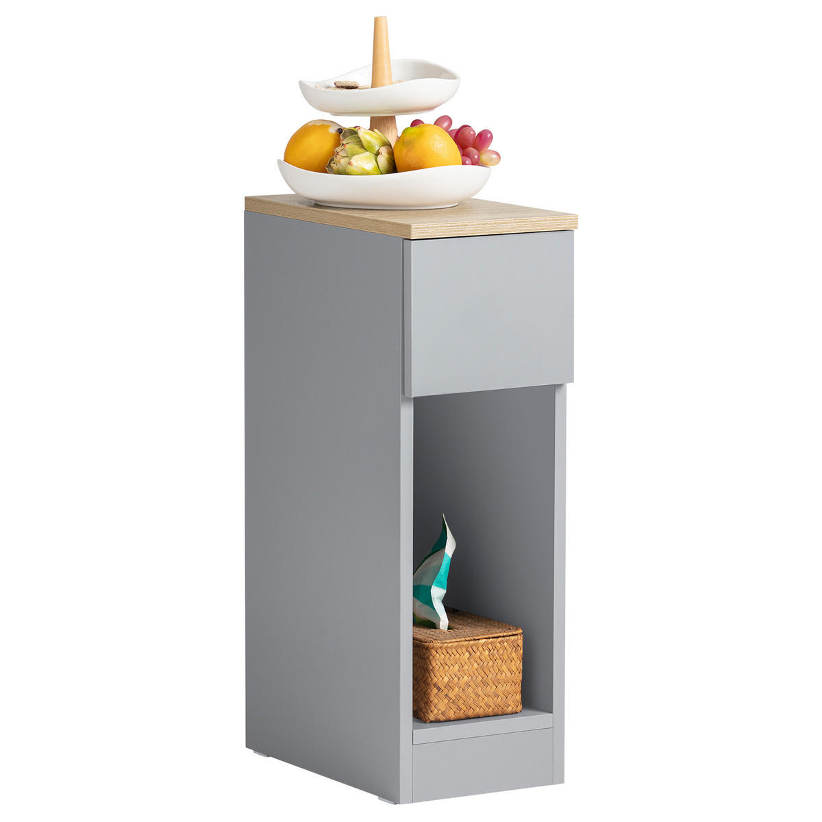 NACHTTISCH Hellgrau - Grau, Holzwerkstoff (20/60/35cm) - SoBuy
