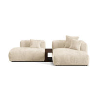 ECKSOFA modular rechts Martina aus Cord leichtes beige 2 Sitzplätze - Creme, Textil (176/285cm) - Micadoni