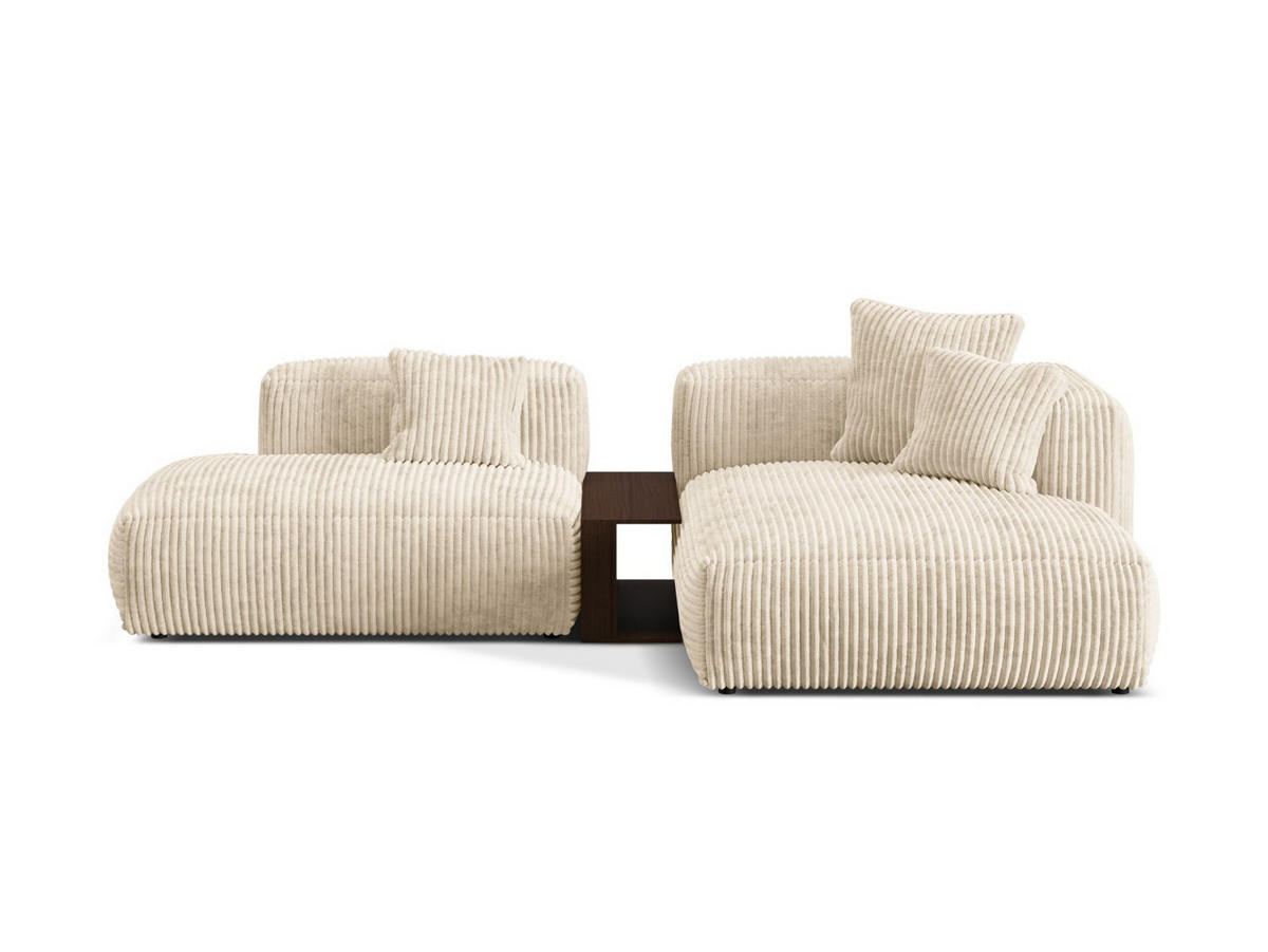 ECKSOFA modular rechts Martina aus Cord leichtes beige 2 Sitzplätze - Creme, Textil (176/285cm) - Micadoni