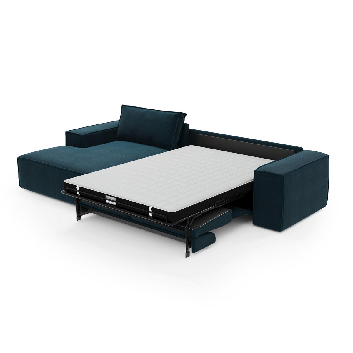 ECKSOFA LINKS Samt Pfauenblau 302cm - Blau/Hellblau, Textil (165/302cm) - Sia Home