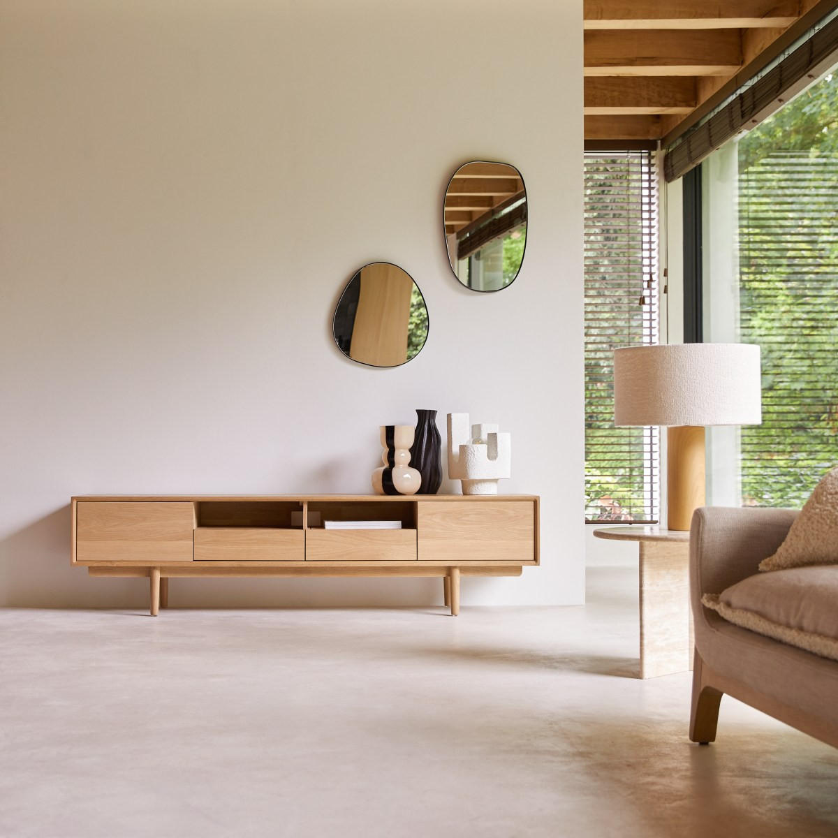 TV-SCHRANK Ellie Natur aus Eiche - Naturfarben, Holz (180/46/40cm) - Tikamoon