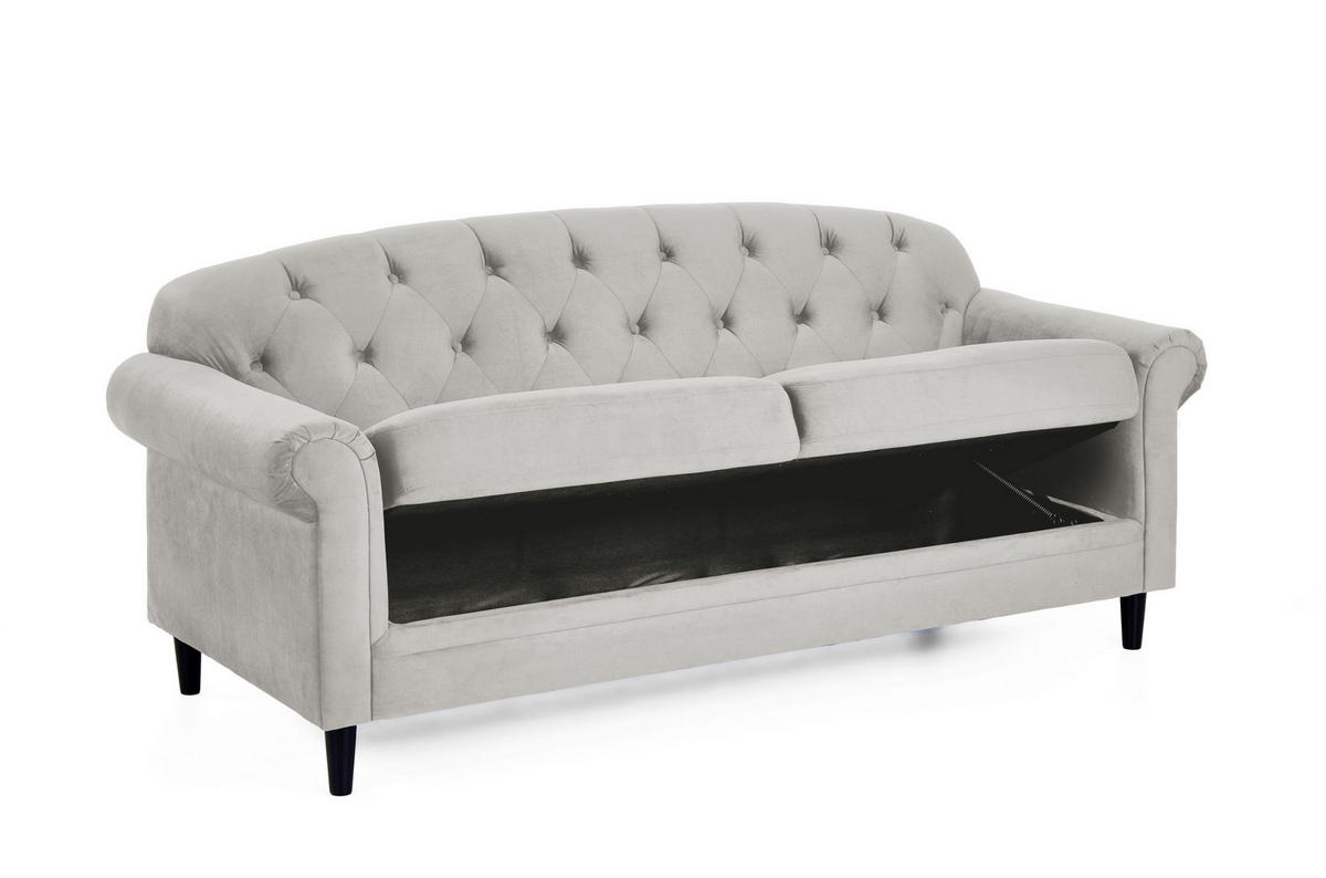 SOFA Carla Samt Silbergrau - Grau, Textil (210/85/88cm) - ATLANTIC home collection