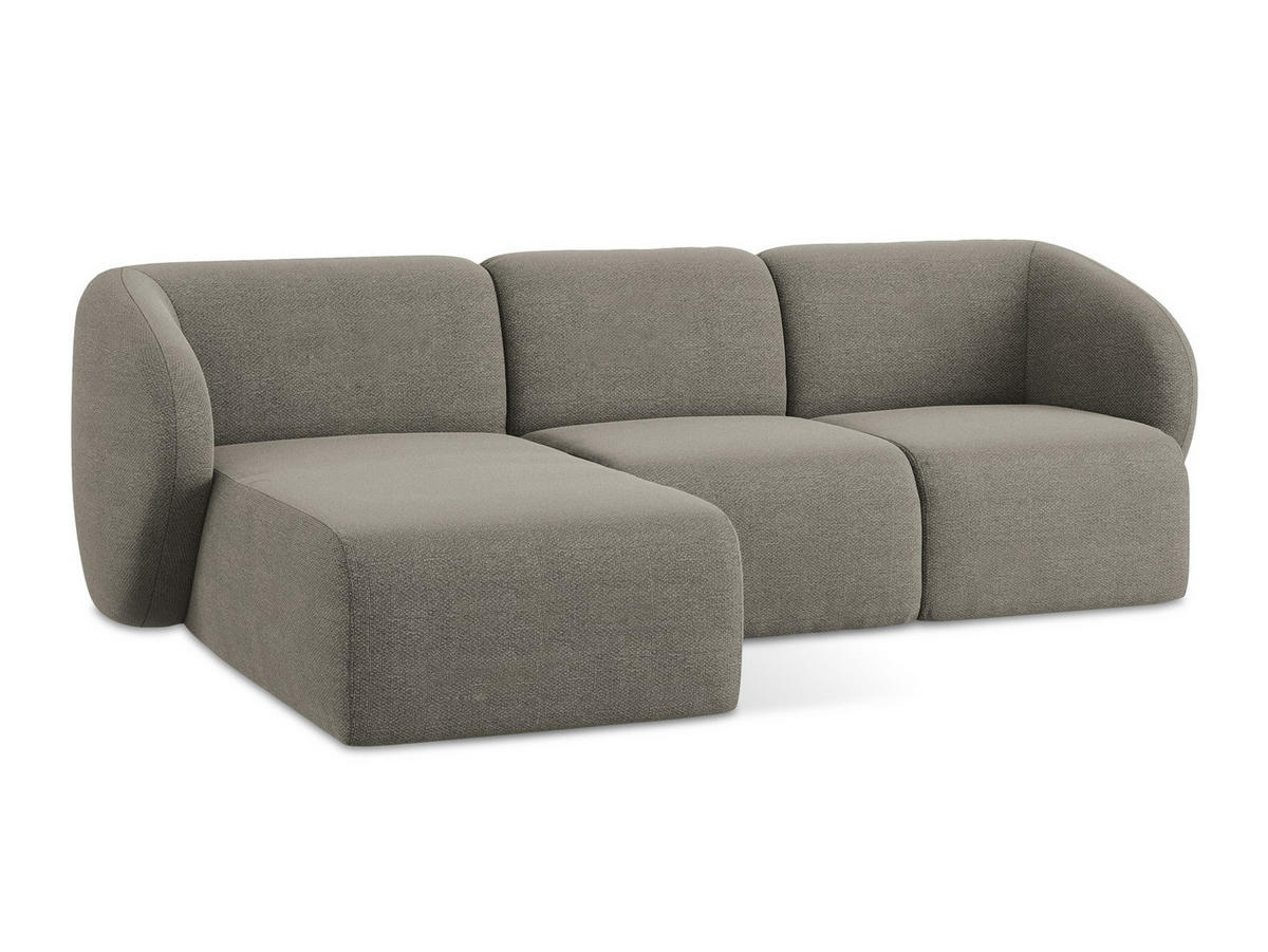 SOFAELEMENT Rechts Bouclé Stoff Grau - Hellgrau/Schwarz, Holzwerkstoff/Kunststoff (91/75/166cm) - Makamii