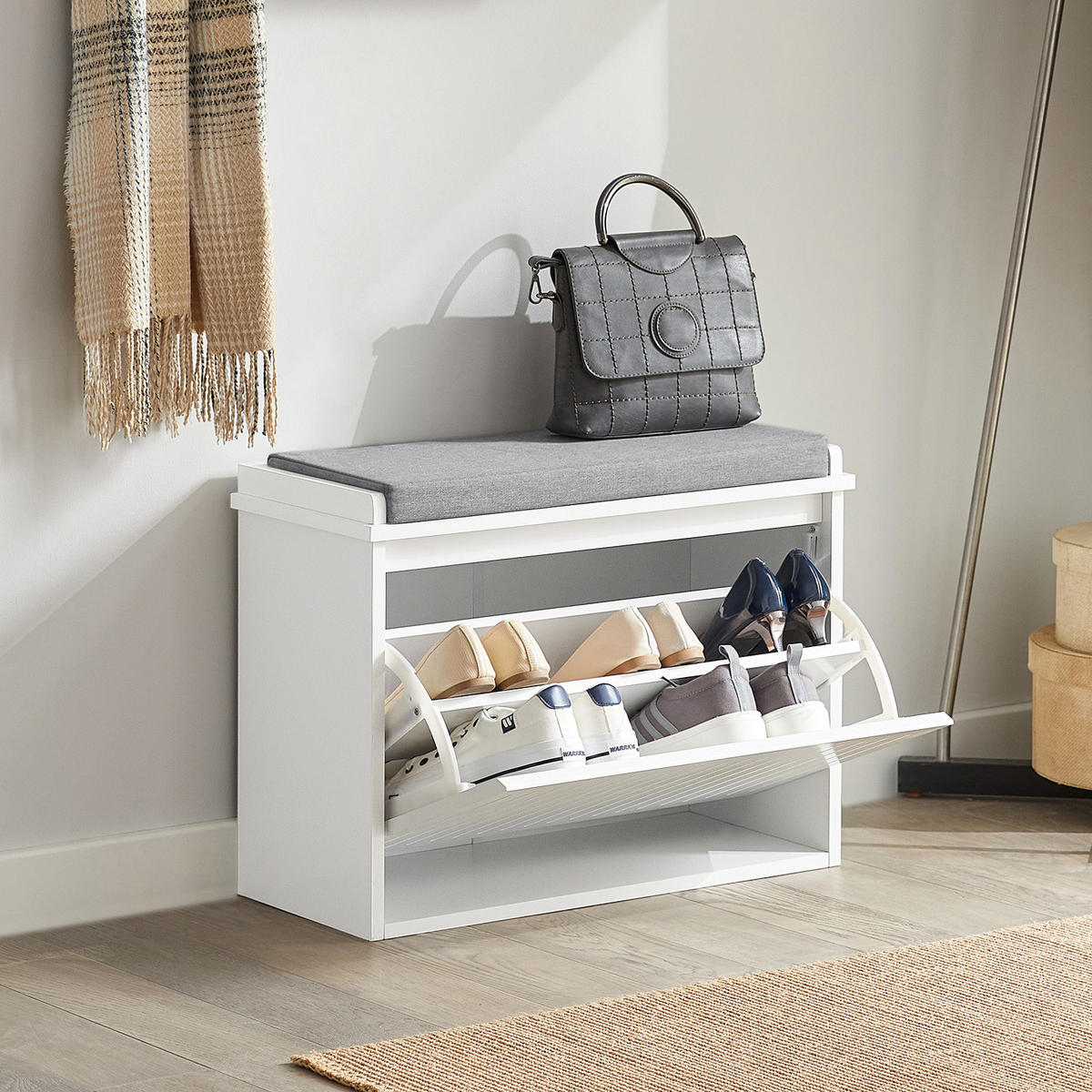 SCHUHSCHRANK Weiß - Weiß, Holzwerkstoff (62/46/26cm) - SoBuy