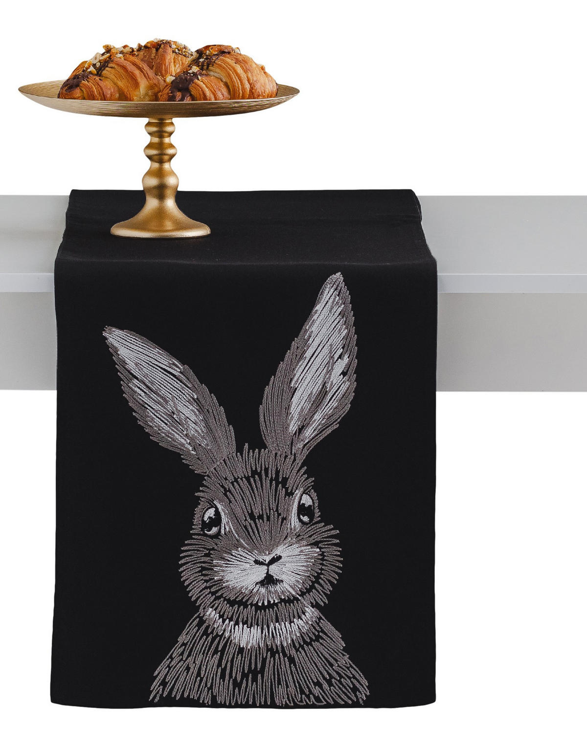 TISCHLÄUFER Banni - Schwarz, Textil (178/35/1cm) - home&you