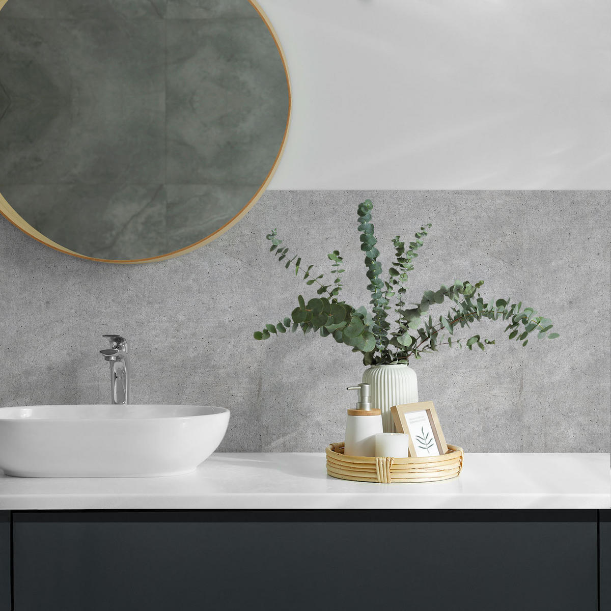 WANDPANEEL 4x 50x50 cm selbstklebend Cemento - Grau, Kunststoff (50/1.6/50cm) - Wallfluent