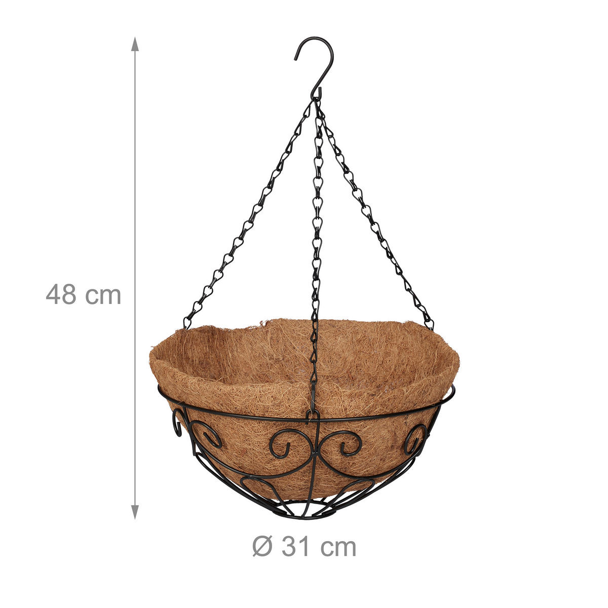 3XBLUMENAMPEL - Multicolor, Textil/Metall (31/48/31cm) - Relaxdays