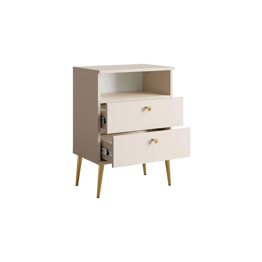 NACHTTISCH High beige 50 / 34 / 69,5cm - Beige/Goldfarben, Holz/Holzwerkstoff (50/70/34cm) - Feldmann-Wohnen