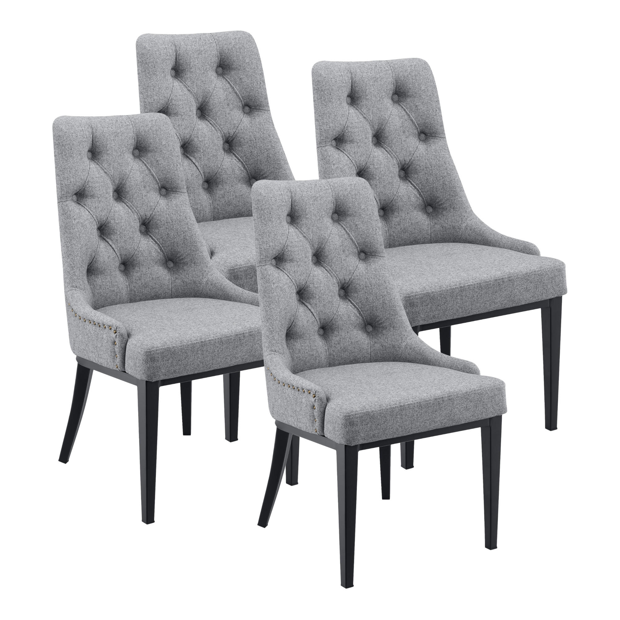 ESSZIMMERSTUHL-SET 4 TLG. Chester - Hellgrau/Schwarz, Kunststoff/Metall (100/100/60cm) - [en.casa]