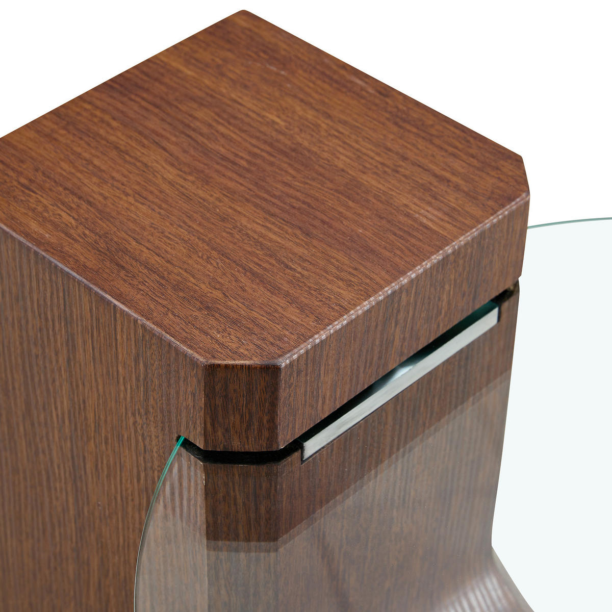 COUCHTISCH in Naturfarbe und Weiß 2er-Set Couchtisch-Kombination für Wohnzimmer, B44/T62/H44 cm, Ø61/H30 cm - Walnussfarben/Weiß, Glas/Holzwerkstoff (61/61/30cm) - STILVORA