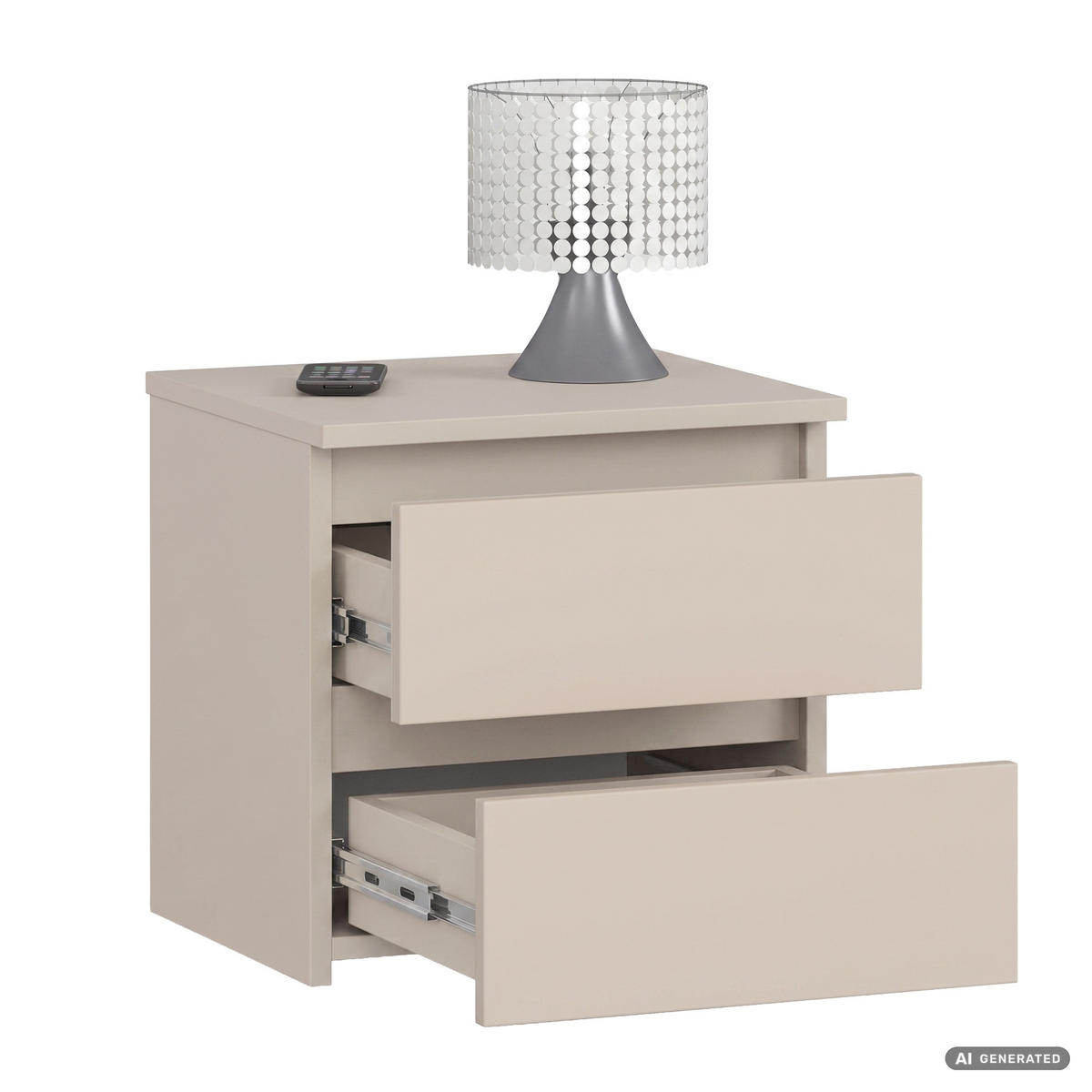 NACHTTISCH CL2 Kaschmir 40 cm 2 Schubladen Front Kaschmir B40xH40xT35 cm - Beige, Holzwerkstoff (40/40/35cm) - Akord