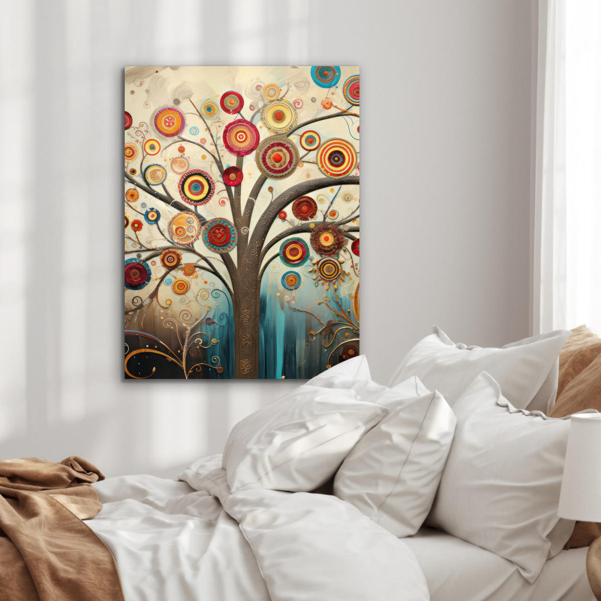 KOVOVÝ OBRAZ Strom - Strom života - Farba 60x80 cm - hnedá, kov (60/80cm) - MuchoWow