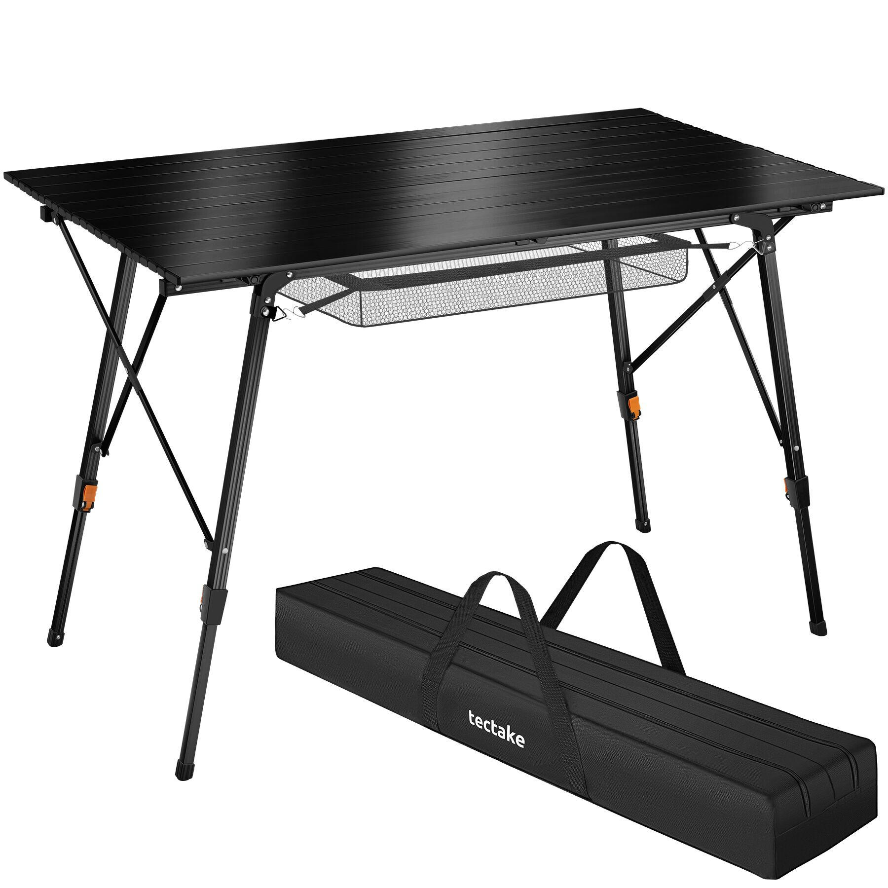 CAMPINGTISCH aus Aluminium Bastian, 120 x 70,5 x 58 – 79 cm, schwarz - Schwarz, Metall (120/70.5/79cm) - tectake