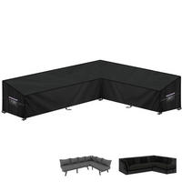 ABDECKHAUBE L-Form Gartenmöbel 280x220x90x80/60cm Wasserdicht - Schwarz, Kunststoff (90/80/280cm)