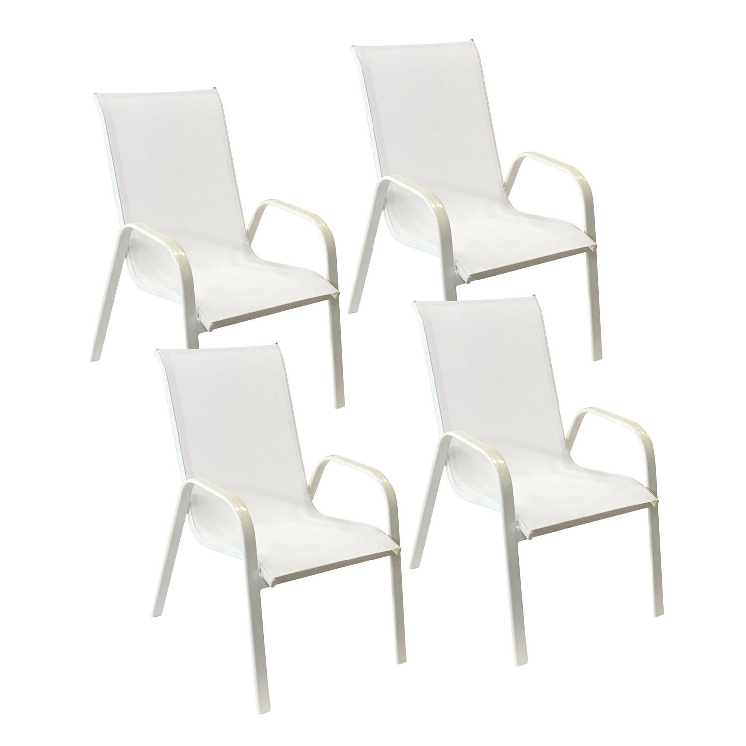 GARTENSTÜHLE Marbella Weiß 4er-Set - Weiß, Kunststoff (56.5/92.5/76cm) - Happy Garden