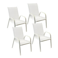 GARTENSTÜHLE Marbella Weiß 4er-Set - Weiß, Kunststoff (56.5/92.5/76cm) - Happy Garden