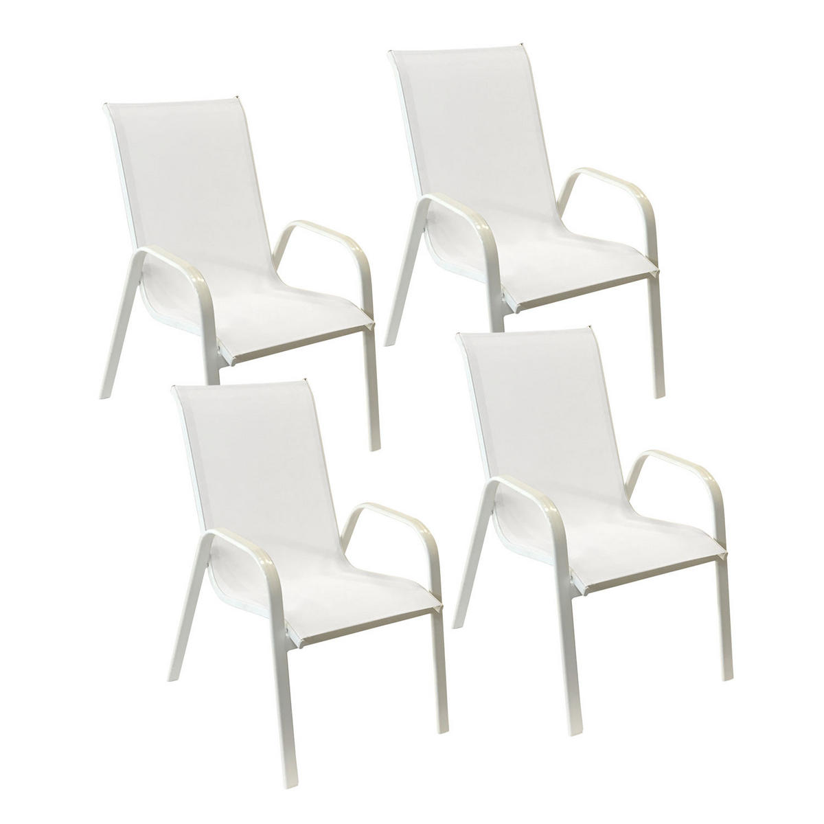 GARTENSTÜHLE Marbella Weiß 4er-Set - Weiß, Kunststoff (56.5/92.5/76cm) - Happy Garden