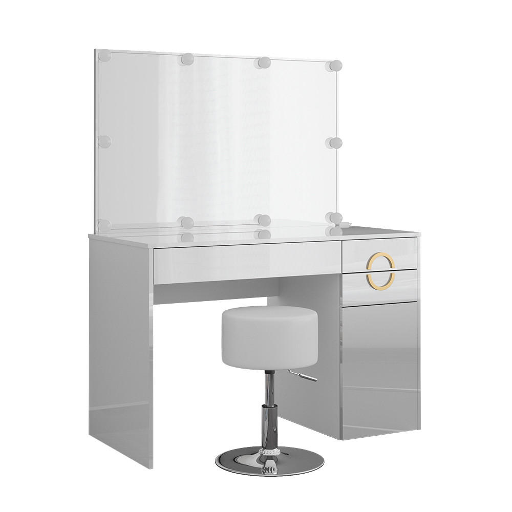 MASĂ DE TOALETĂ Adela Alb 115 cm cu iluminare LED si taburet