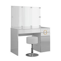 SCHMINKTISCH Adela Weiß 115 cm mit LED Beleuchtung und Hocker - Weiß, Holzwerkstoff (115/76.4/55cm) - Vicco