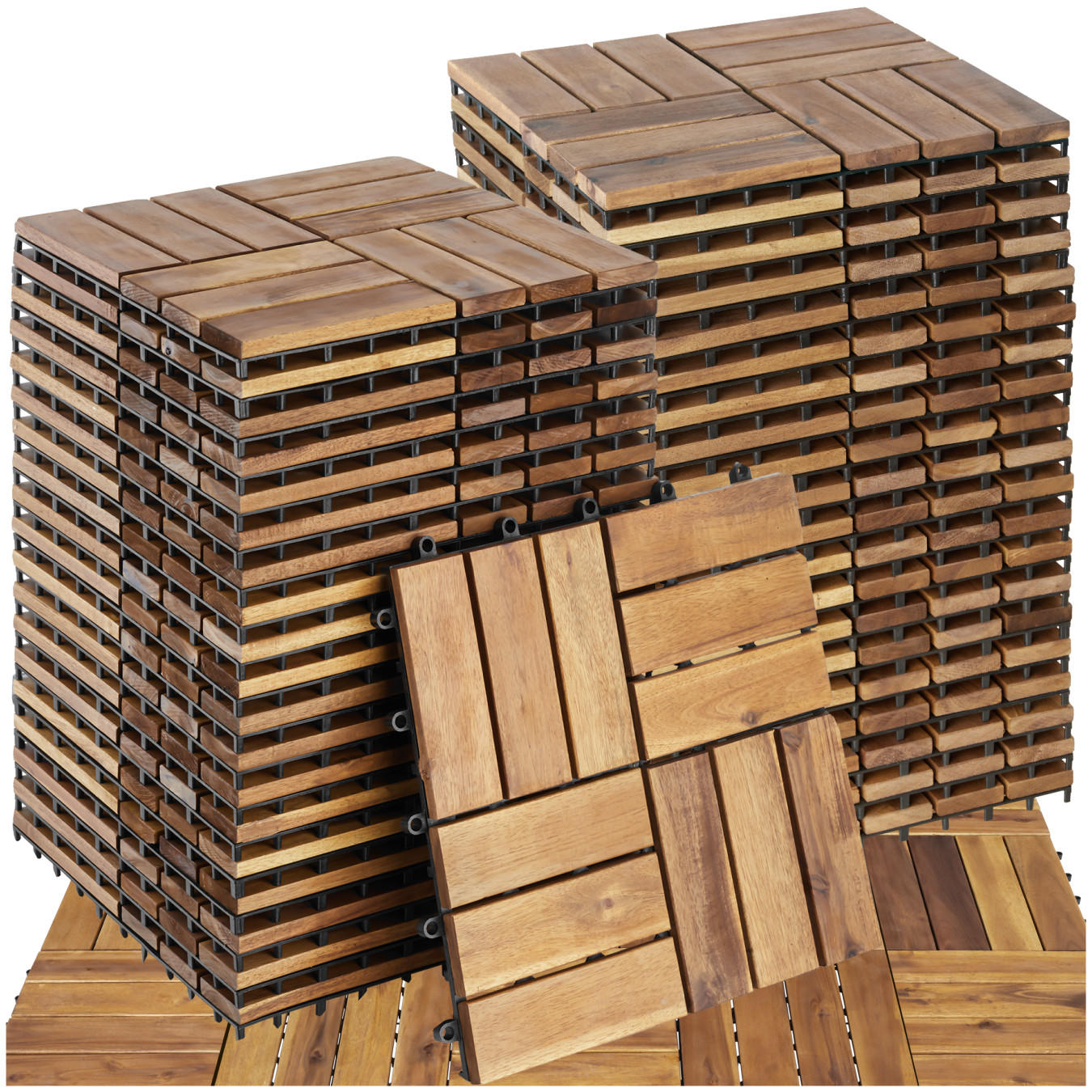 TERRASSENFLIESEN Tabula,Maße je Fliese 31 x 31 x 2,2 cm,braun - Braun, Holz (31/31/2.2cm) - tectake