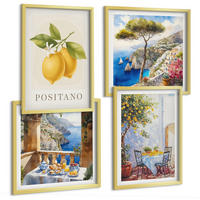 BILDER SET 4er Set - 50x50 cm & 40x60 cm Goldrahmen - Ansichten der Zitronenarchitektur von Positano - Goldfarben, Kunststoff (50/50cm) - TULUP