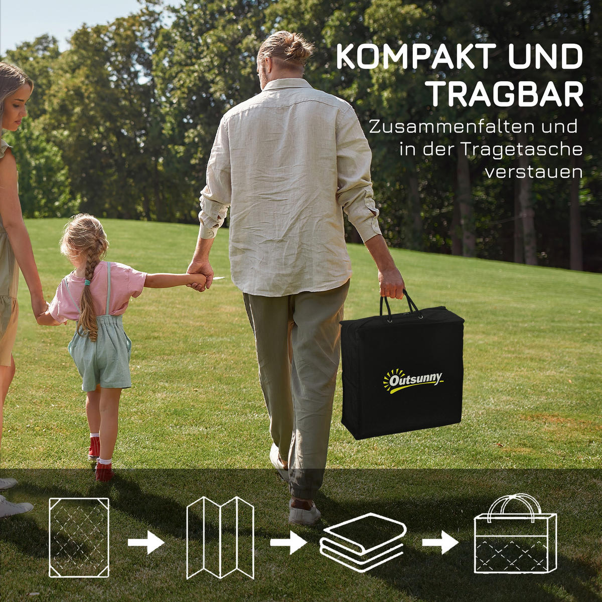 OUTDOORTEPPICH, Kunststoff, Grau+Weiß - Weiß/Grau, Kunststoff (274/182cm) - Outsunny