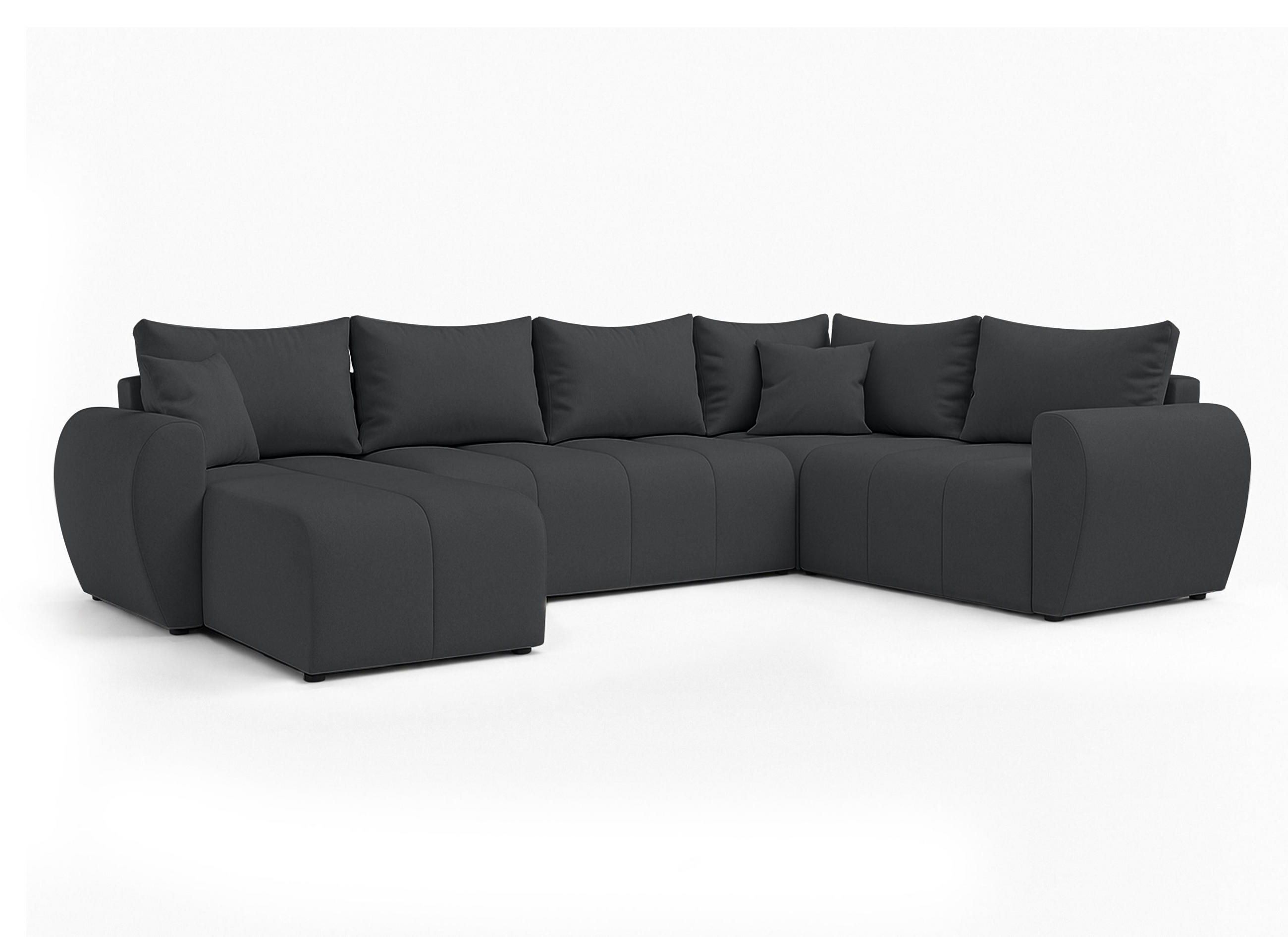 WOHNLANDSCHAFT Malatya U Form MAX Dunkelgrau 311/145/80 cm mit Schlaffunktion - Dunkelgrau/Schwarz, Kunststoff/Textil (208/80/303cm) - AX Living
