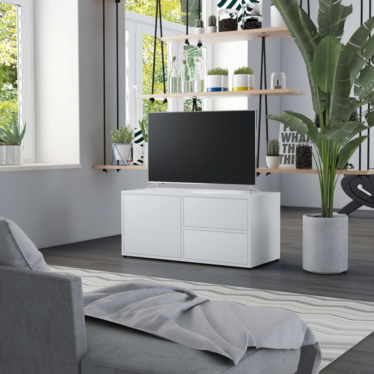 TV-SCHRANK Weiß 80x34x36 cm Holzwerkstoff - Weiß, Holzwerkstoff (80/36/34cm) - furnicato
