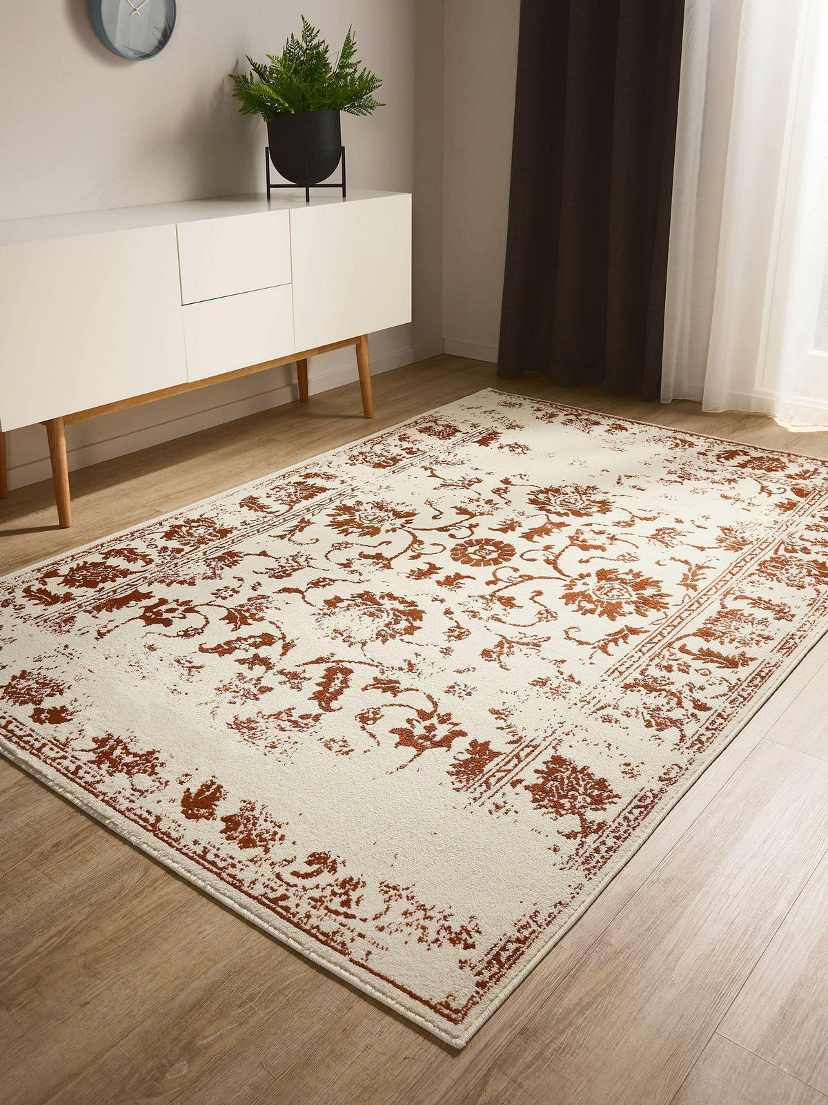VINTAGE-TEPPICH Suki 200/300 cm - Creme/Orange, Kunststoff (200/300cm) - benuta
