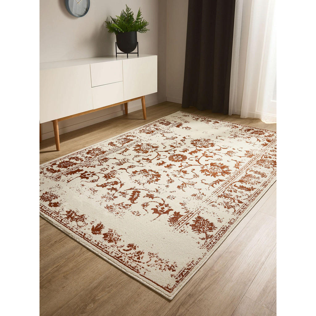 Thumbnail - benuta Vintage-Teppich, Creme, Orange, Kunststoff, Vintage, Rechteckig, 80x150 cm, Oeko-Tex® Standard 100, für Fußbodenh...