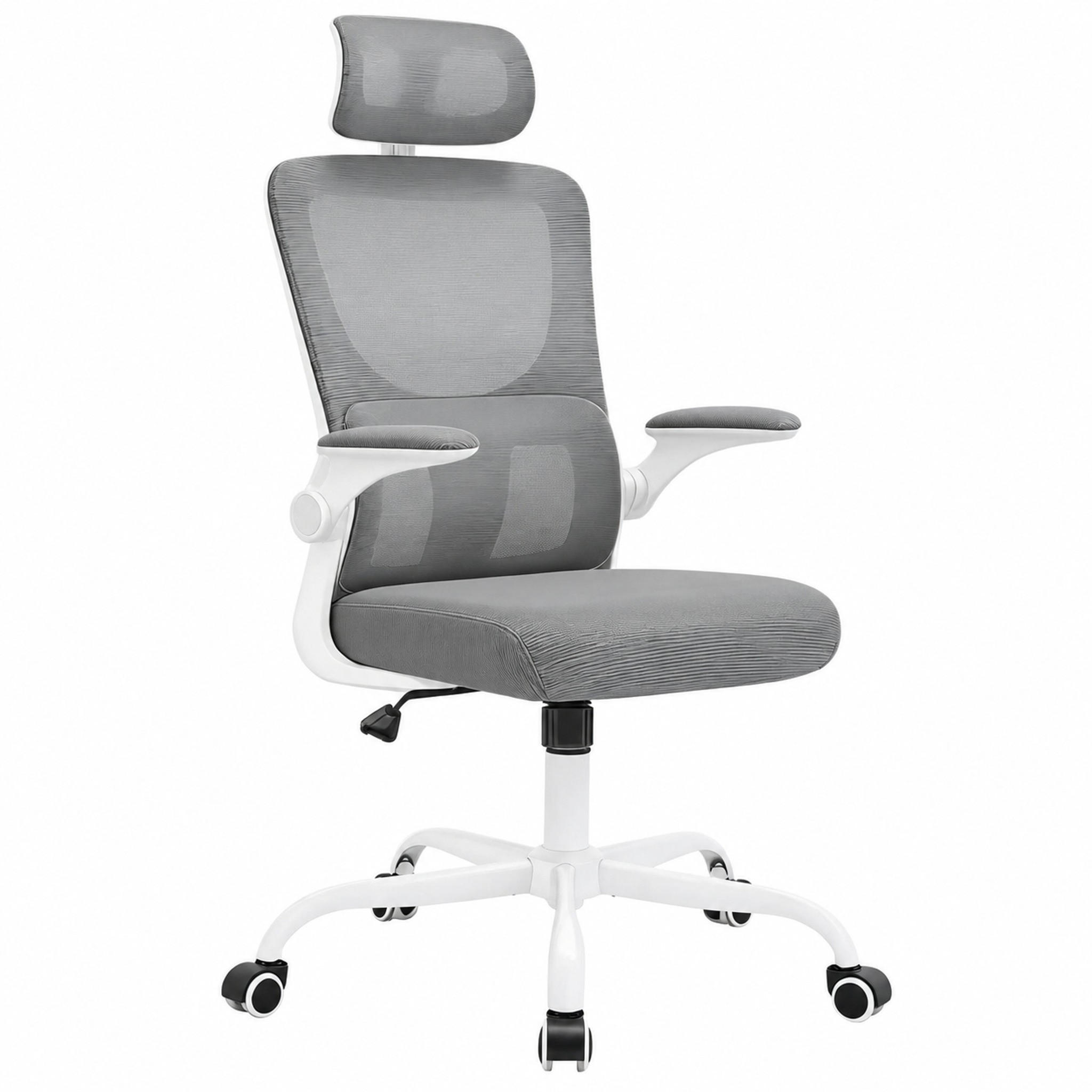 BÜROSTUHL ergonomisch höhenverstellbar Grau mit Rollen - Grau, Metall (62/123.5/67.5cm) - Meubliv