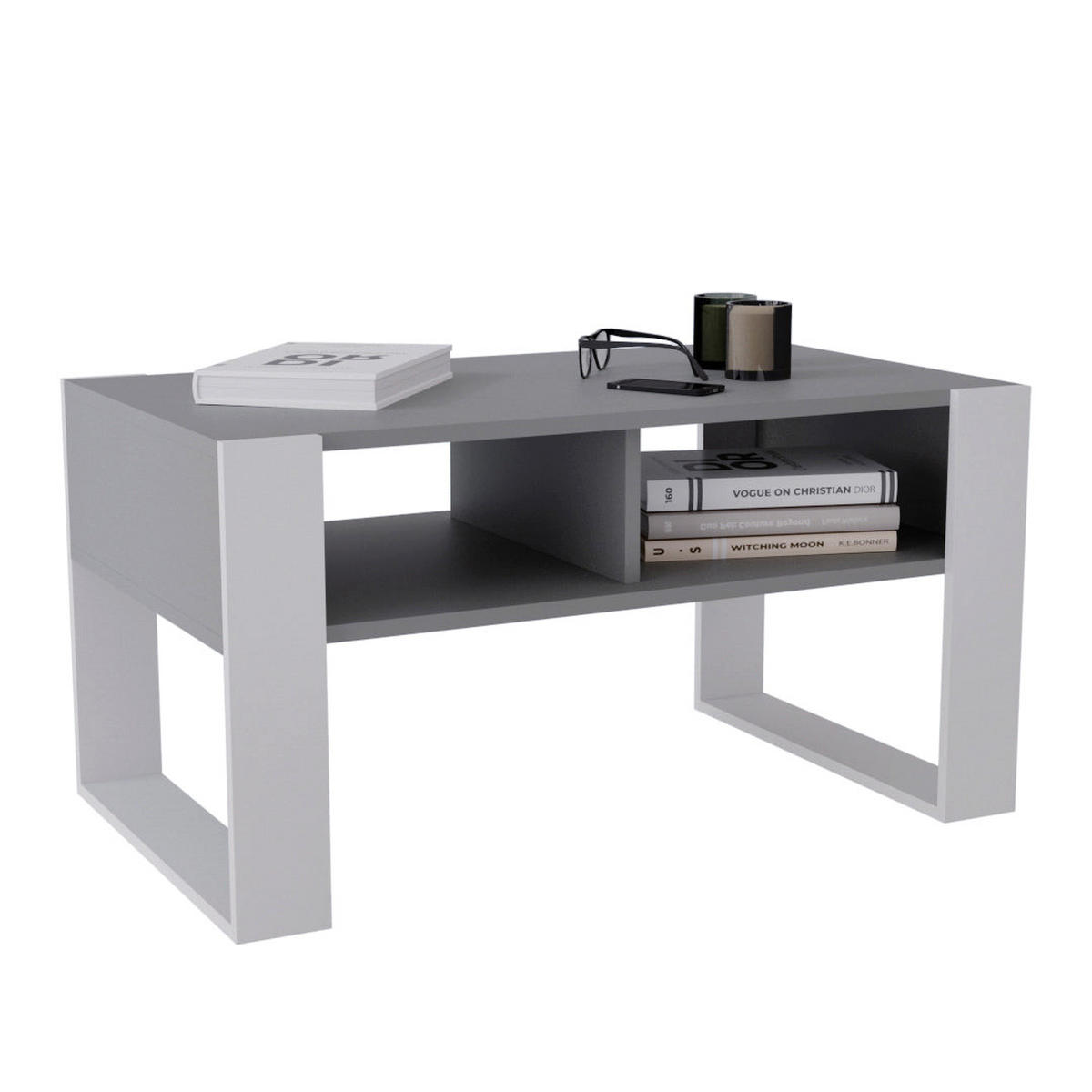 COUCHTISCH KORA 92 - Weiß/Grau, Holz (53.6/92/45cm) - Mat-Haus