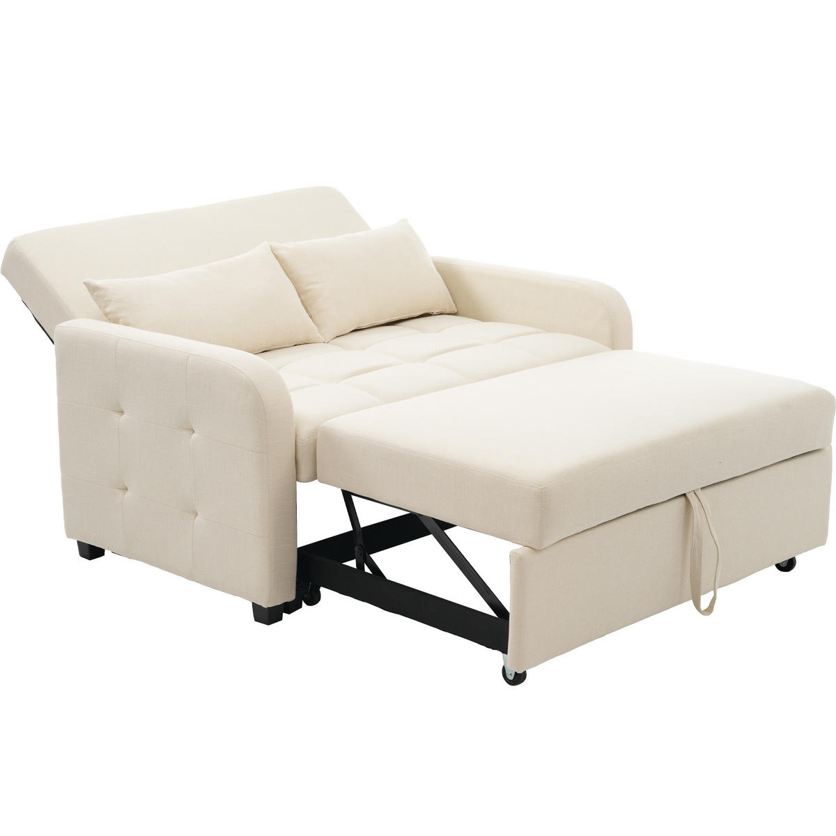 SCHLAFSESSEL Multifunktionales Klapp mit verstellbarer Rückenlehne Beige 127/75/94 cm - Beige, Kunststoff (127/94/75cm) - OKWISH