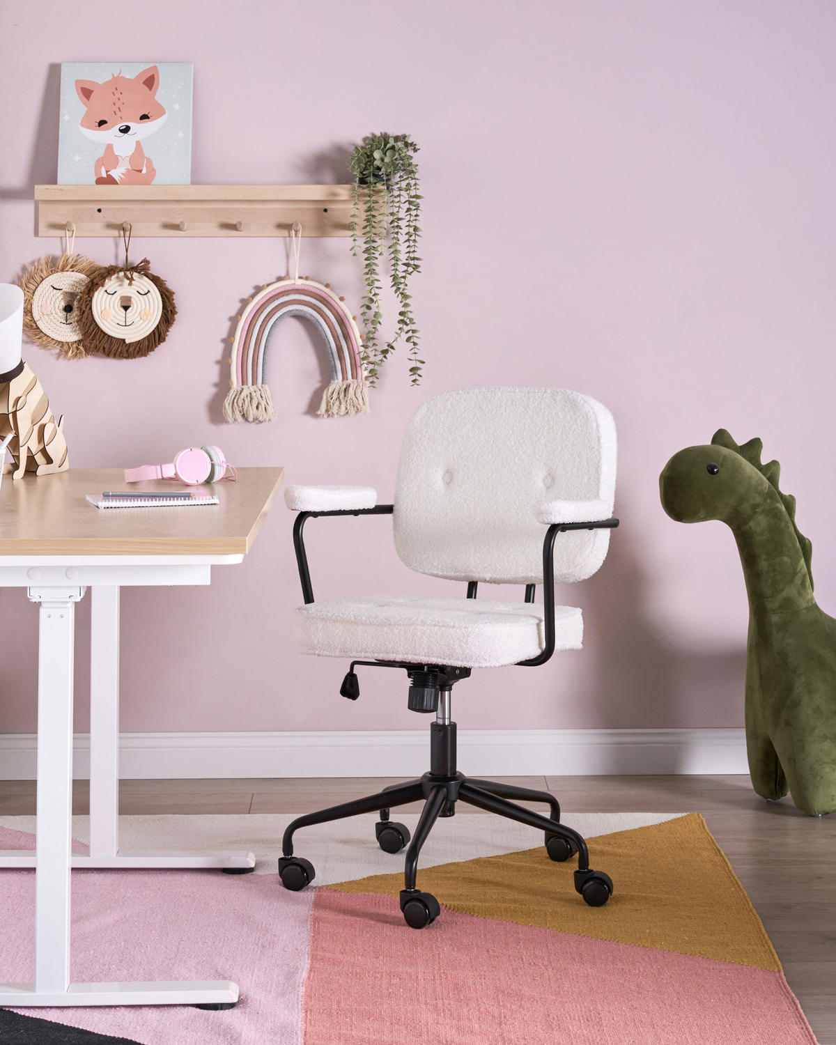 SCHREIBTISCHSTUHL Cremeweiß Pawnee - Schwarz/Weiß, Textil (62/88/43cm) - Beliani