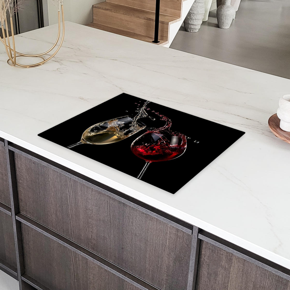 HERDABDECKPLATTE Rotwein - Weißwein - Glas - Schwarz 70x52 cm - Weinrot, Kunststoff (70/0.2/52cm) - MuchoWow