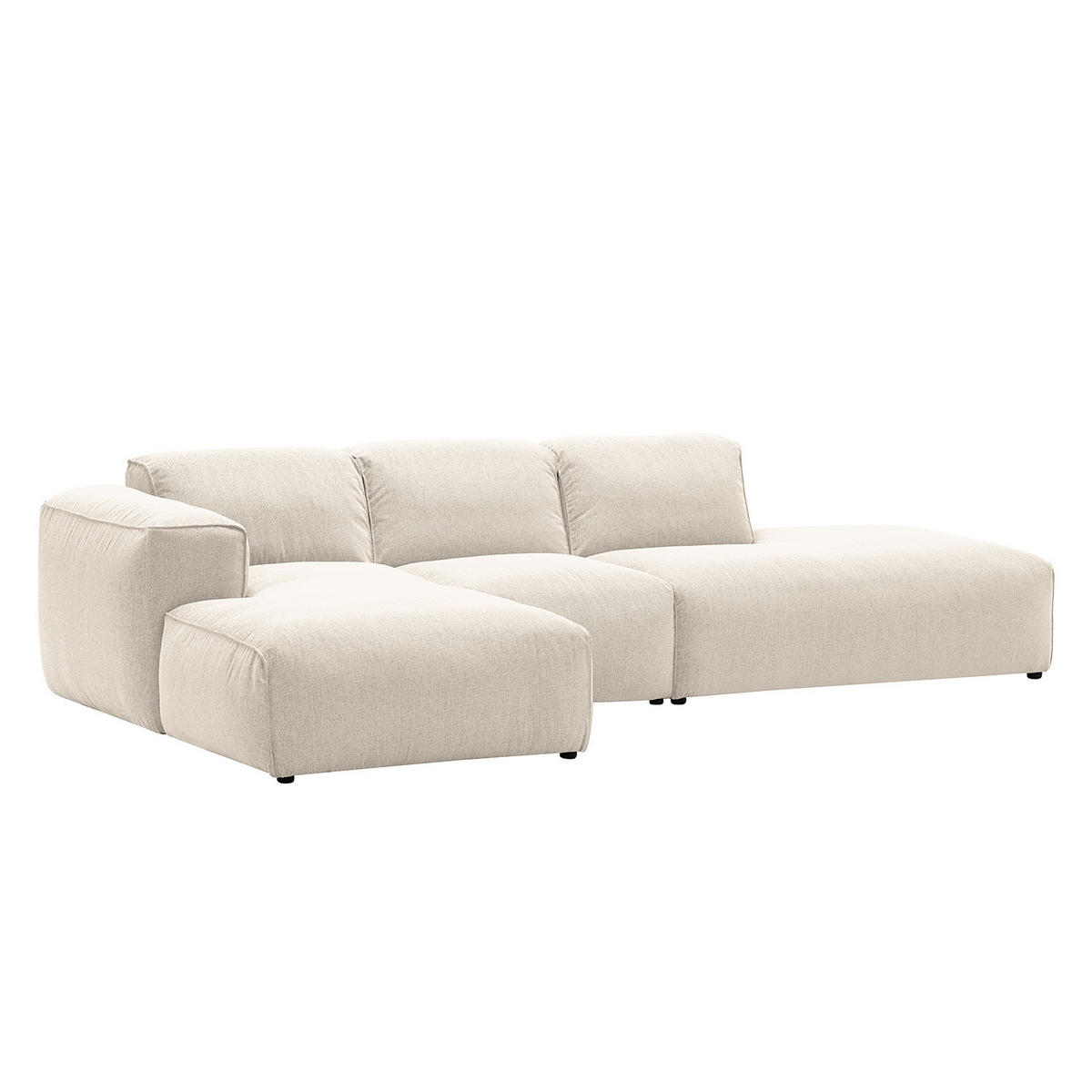 ECKSOFA mit Chaiselongue - Beige/Schwarz, Kunststoff/Textil (290/173cm) - home24