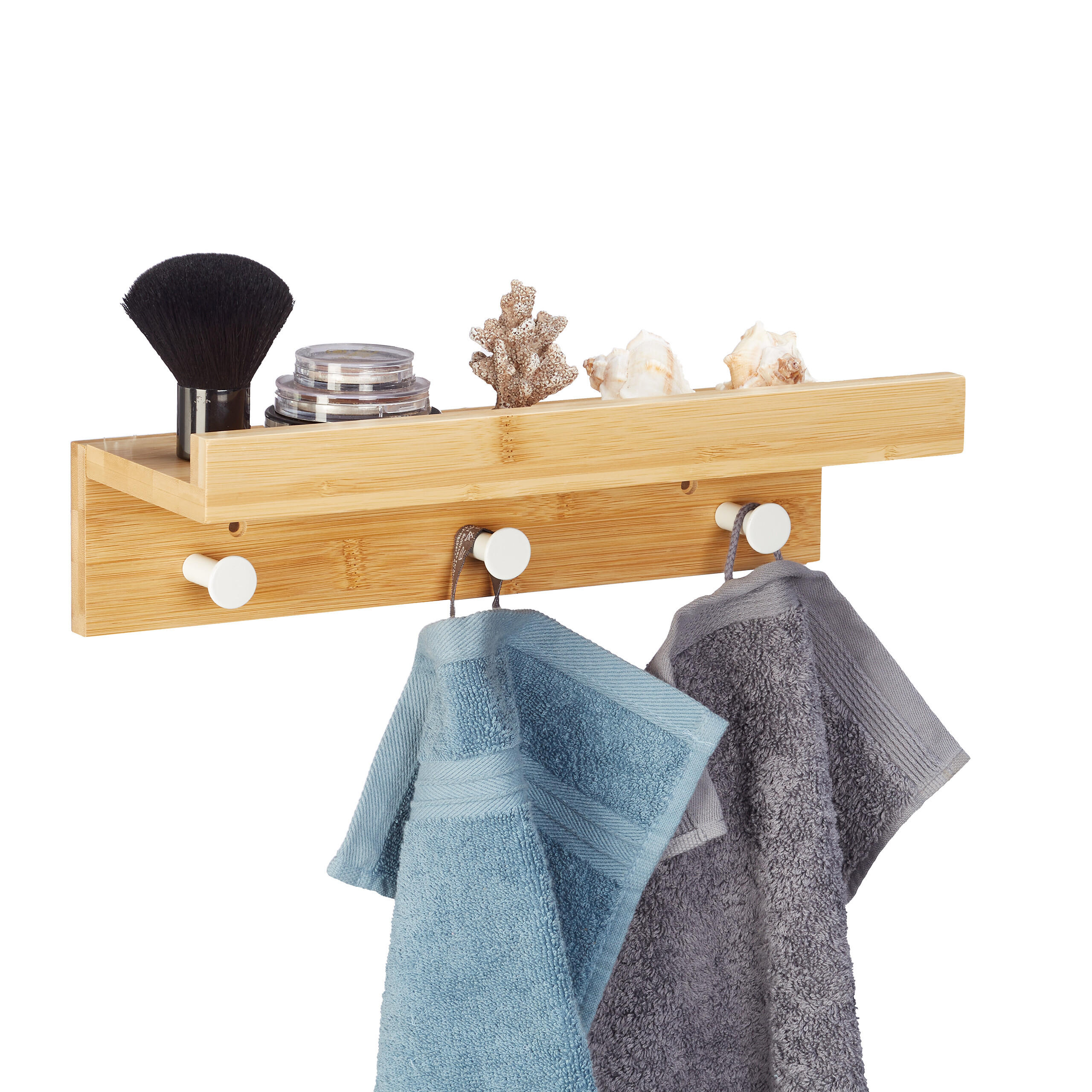 WANDREGAL - Hellbraun, Holz/Metall (36/10/12cm) - Relaxdays