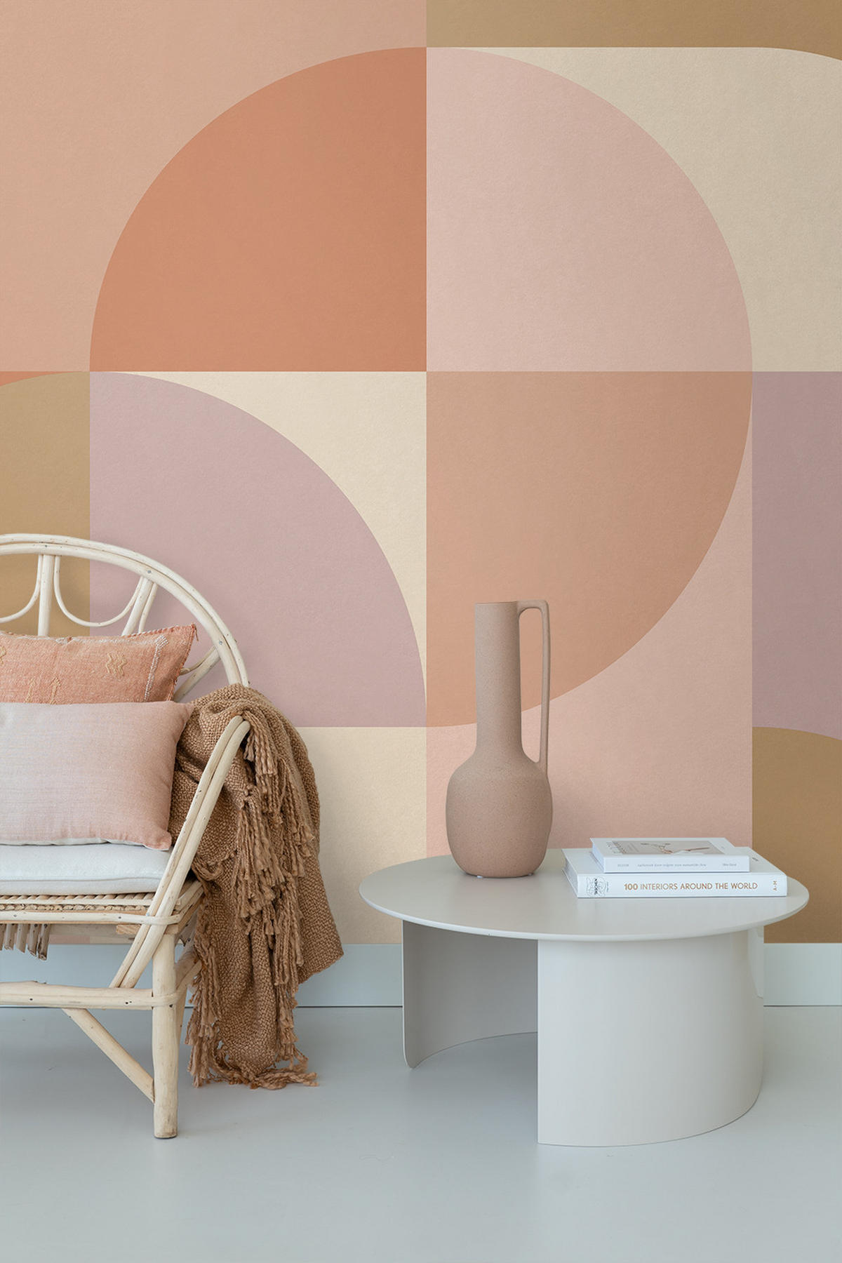 FOTOTAPETE Kreise im Bauhaus-Stil 250 x 279 cm - Pink, Papier (250/279cm) - ESTAhome