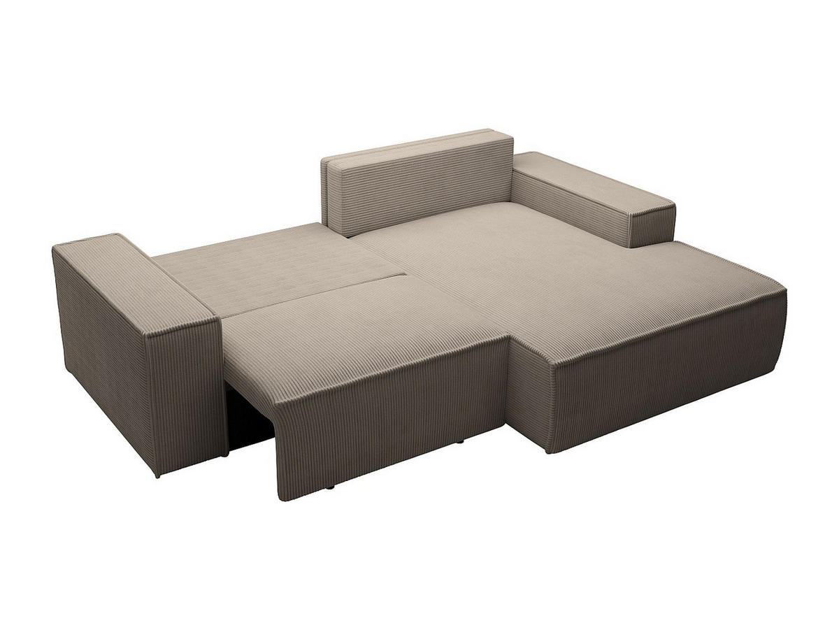 KLEINES Ecksofa mit Schlaffunktion - Ecke rechts - Cord - Taupe - AMELIA - Braun, Textil (240/167cm) - Vente-Unique
