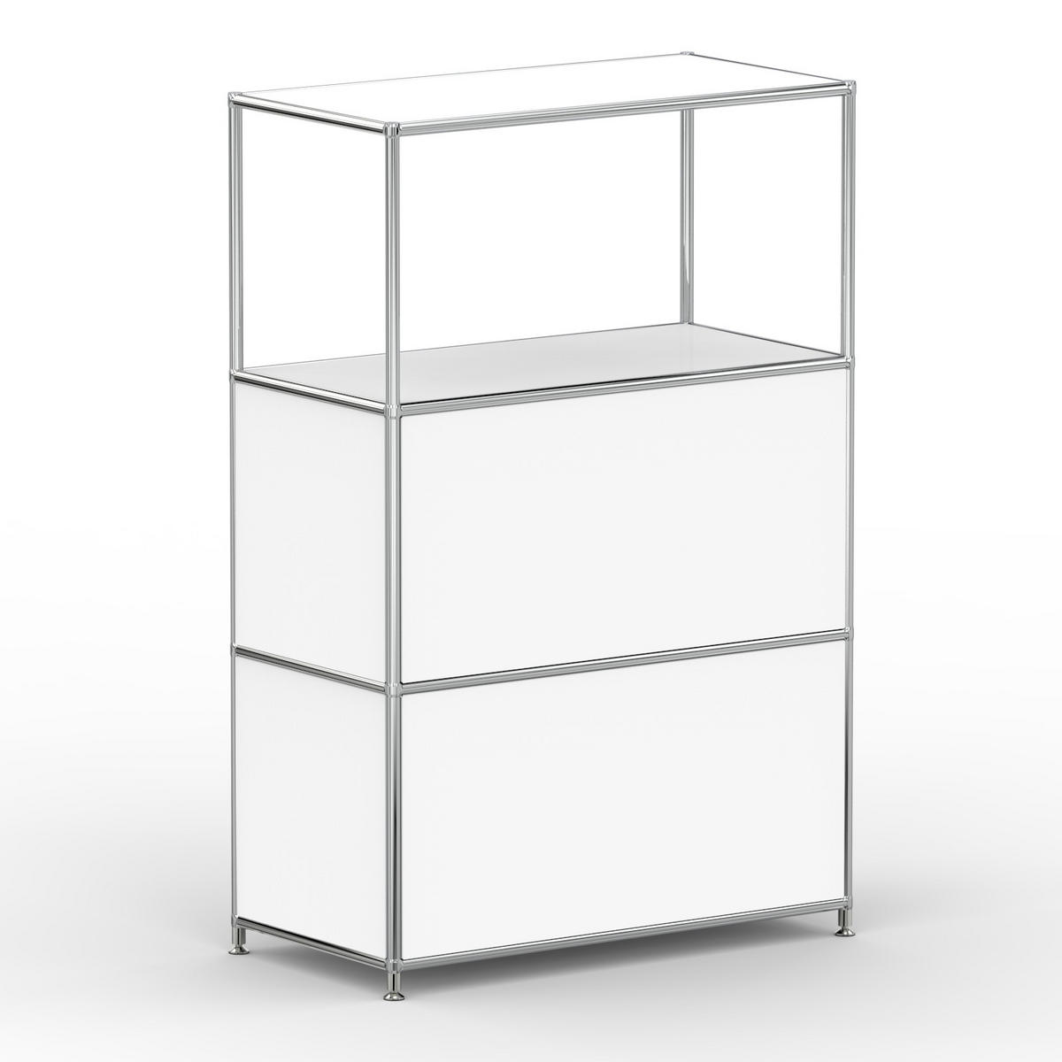 HOCHSCHRANK, 1 offenes Fach, 2 Klappen, Breite 77 cm, Signalweiß - Chromfarben/Silberfarben, Metall (40/118/77.2cm) - Versee